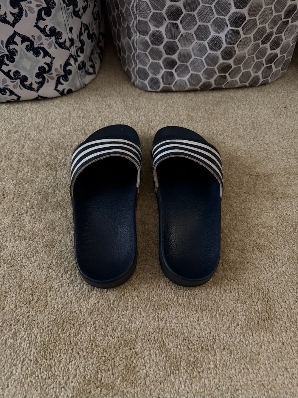 adidas Navy and White Mens Slide Sandals - Picture 5 of 6